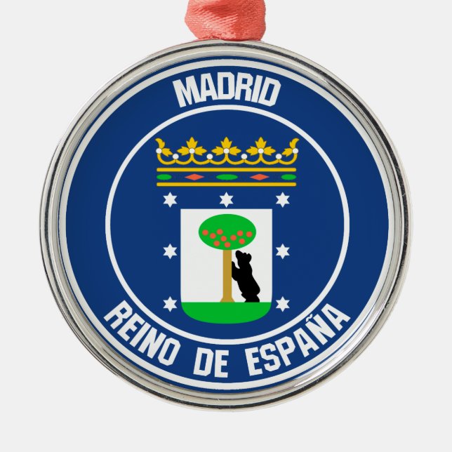 Madrid Round Emblem Metal Tree Decoration (Front)