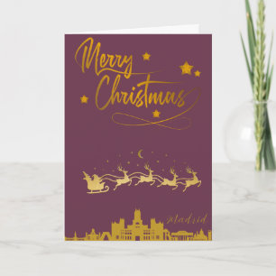Madrid Skyline Merry Christmas Card
