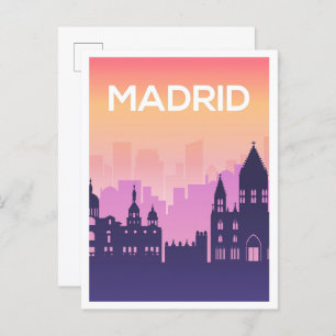 Madrid Spain Art Travel Illustration Postcard