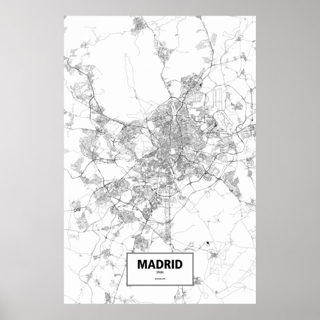 Madrid, Spain (black on white) Poster (Front)