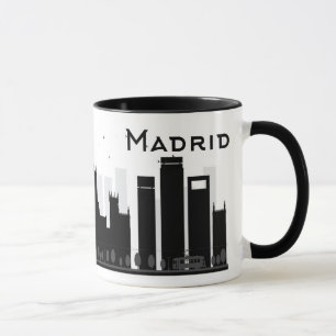Madrid, Spain Black & White City Skyline Mug