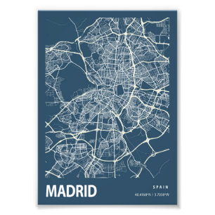 Madrid - Spain Blueprint City Map Photo Print
