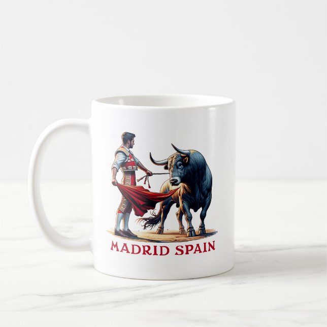 Madrid Spain Bull Fighting Coffee Mug (Left)