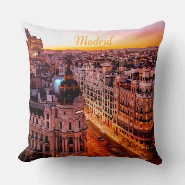 Madrid Spain Capitol City Skyline Cushion (Front)