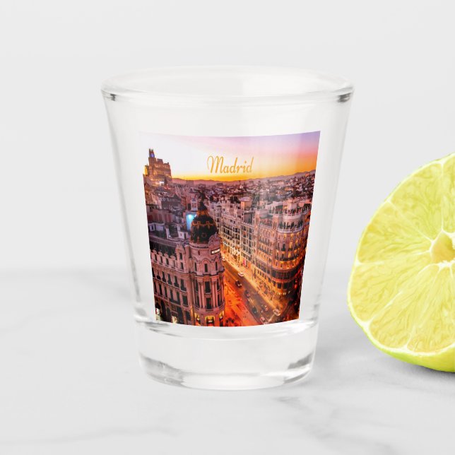 Madrid Spain Capitol City Skyline Shot Glass (Front)