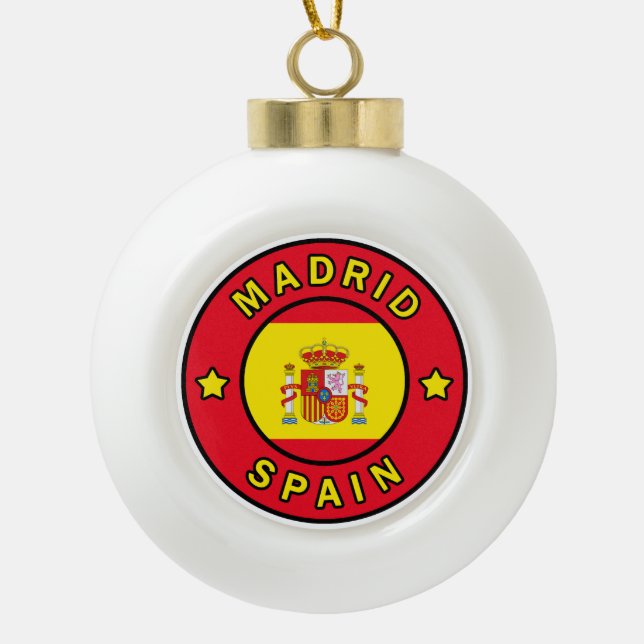 Madrid Spain Ceramic Ball Christmas Ornament (Front)