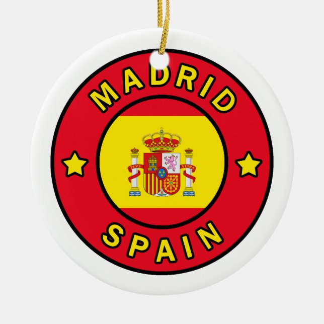 Madrid Spain Ceramic Tree Decoration (Front)