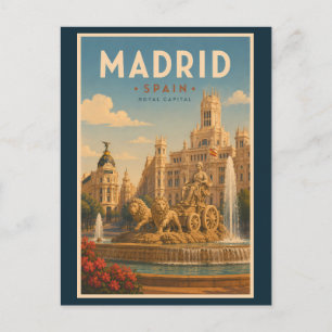 Madrid Spain Cibeles Fountain Illustration Travel  Postcard