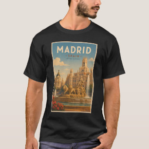 Madrid Spain Cibeles Fountain Illustration Travel T-Shirt
