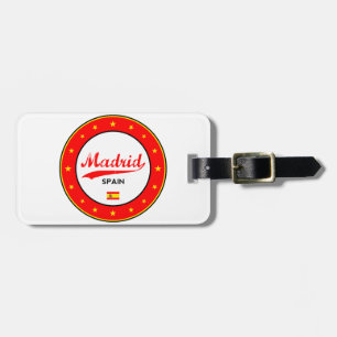 Madrid, Spain, circle, white Luggage Tag