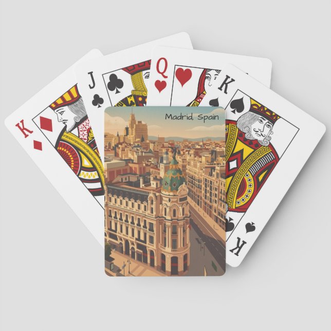 Madrid Spain City Silhouette Architecture Playing Cards (Back)