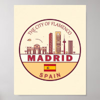 Madrid Spain City Skyline Emblem