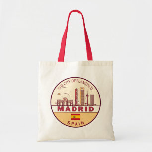 Madrid Spain City Skyline Emblem Tote Bag