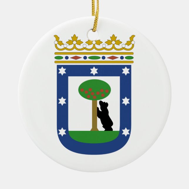 Madrid Spain Coat of Arms Ceramic Tree Decoration (Front)