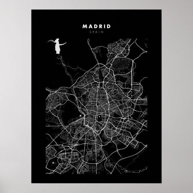 Madrid - Spain Dark City Map Poster (Front)