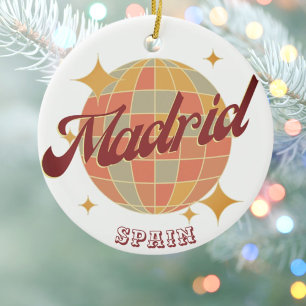 Madrid Spain Disco ball Retro Vintage Ceramic Tree Decoration