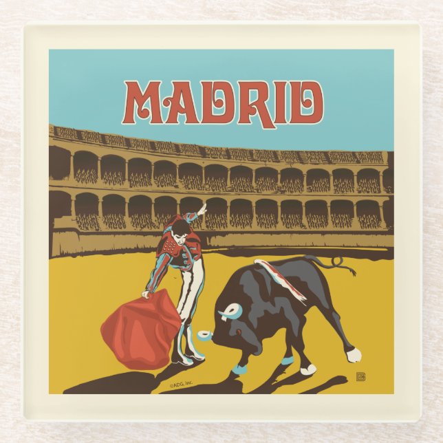 Madrid, Spain Glass Coaster (Front)
