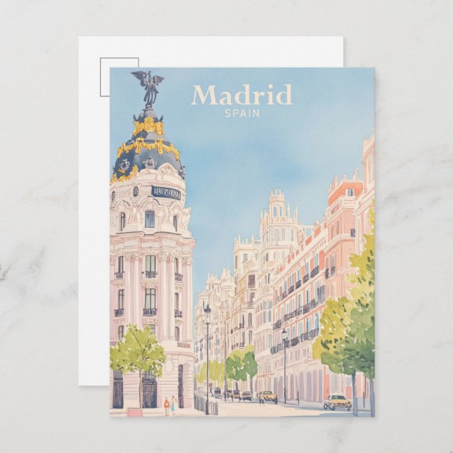 Madrid Spain Gouache Paint Illustration Travel Postcard (Front/Back)