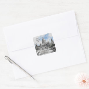 Madrid Spain – Holiday Souvenir with Scenic City Square Sticker
