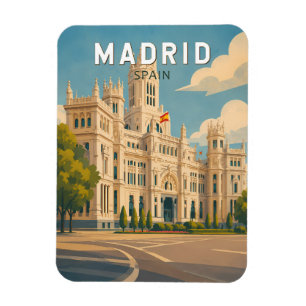 Madrid Spain Illustration Travel Art Vintage Magnet