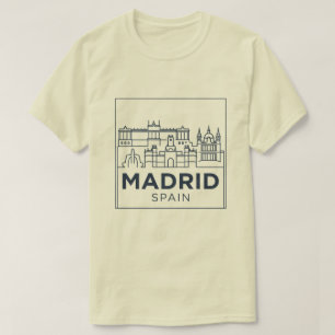 Madrid Spain Minimalist Square City Skyline T-Shirt