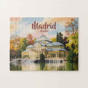 Madrid Spain Palacio de Cristal Watercolor Travel Jigsaw Puzzle