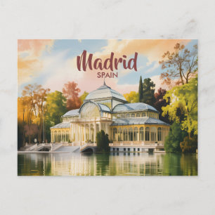Madrid Spain Palacio de Cristal Watercolor Travel Postcard