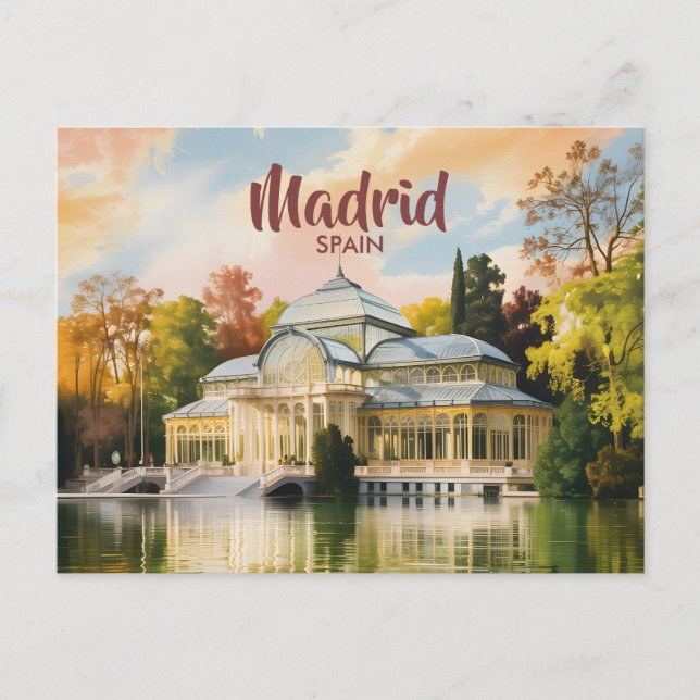Madrid Spain Palacio de Cristal Watercolor Travel Postcard (Front)