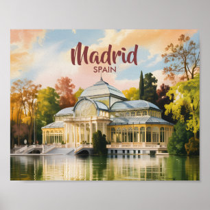 Madrid Spain Palacio de Cristal Watercolor Travel Poster