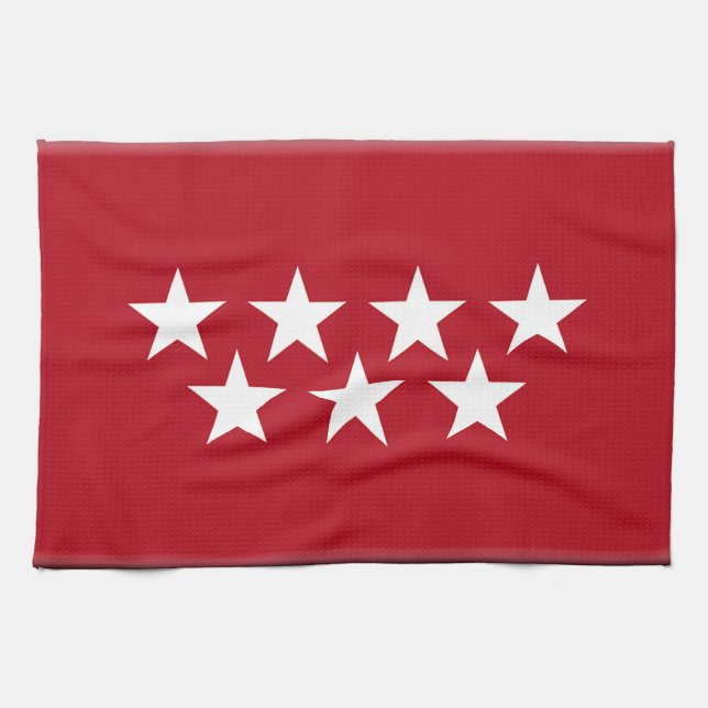 Madrid Spain (Regional) Flag Tea Towel (Horizontal)