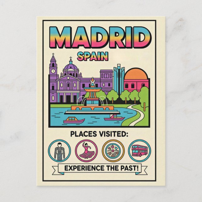 Madrid Spain Retro 1990s Travel  Postcard (Front)
