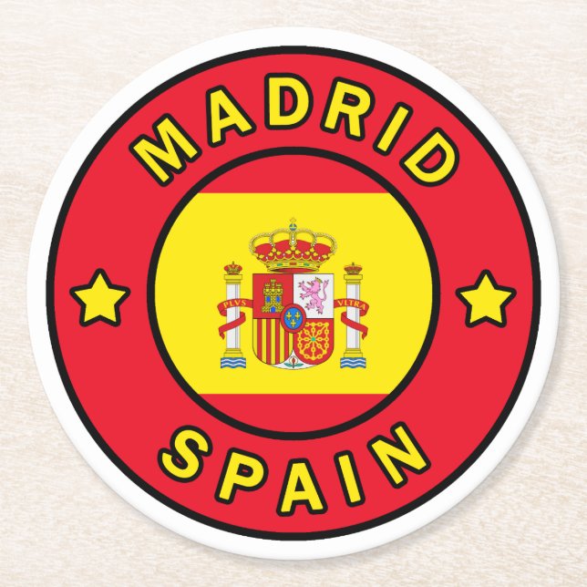 Madrid Spain Round Paper Coaster (Front)