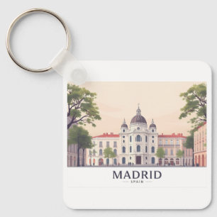 Madrid Spain Royal Palace Pastel Travel Design Key Ring