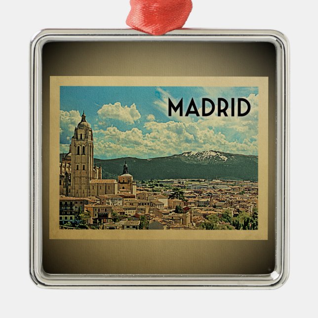 Madrid Spain Vintage Travel Ornament (Front)