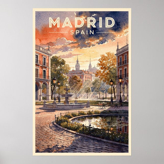 Madrid Spain Vintage Travel Poster (Front)