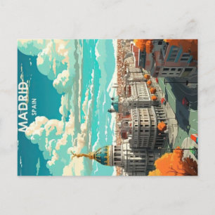 madrid spain vintage travel poster postcard
