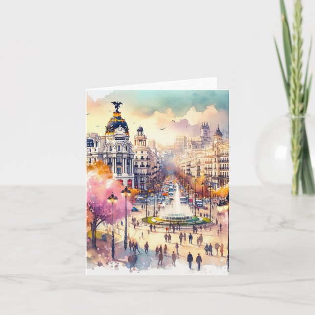 Madrid Spain Watercolor Card (Front)