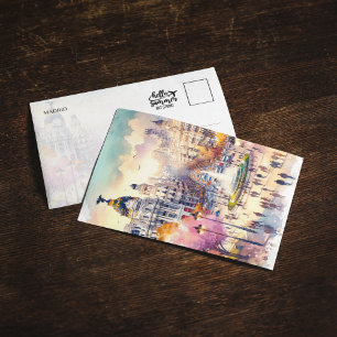 Madrid Spain Watercolor Postcard