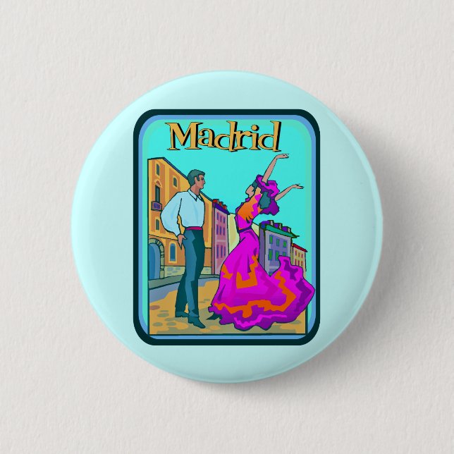 Madrid Travel Poster 6 Cm Round Badge (Front)