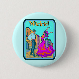 Madrid Travel Poster 6 Cm Round Badge