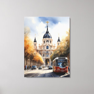 Madrid watercolor art canvas print