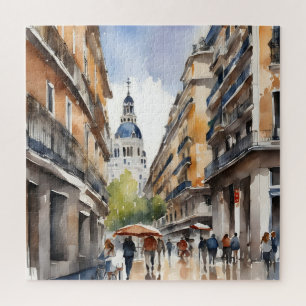 Madrid watercolor art jigsaw puzzle