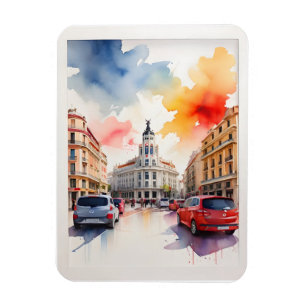 Madrid watercolor art magnet