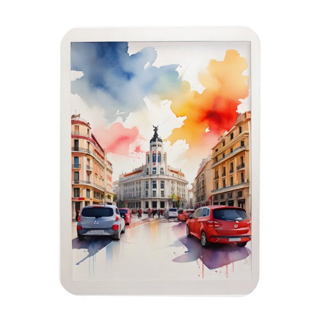 Madrid watercolor art magnet (Vertical)