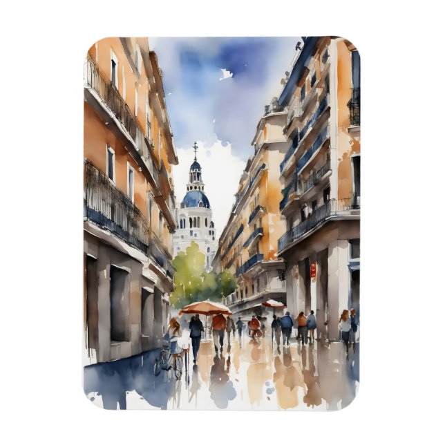 Madrid watercolor art magnet (Vertical)