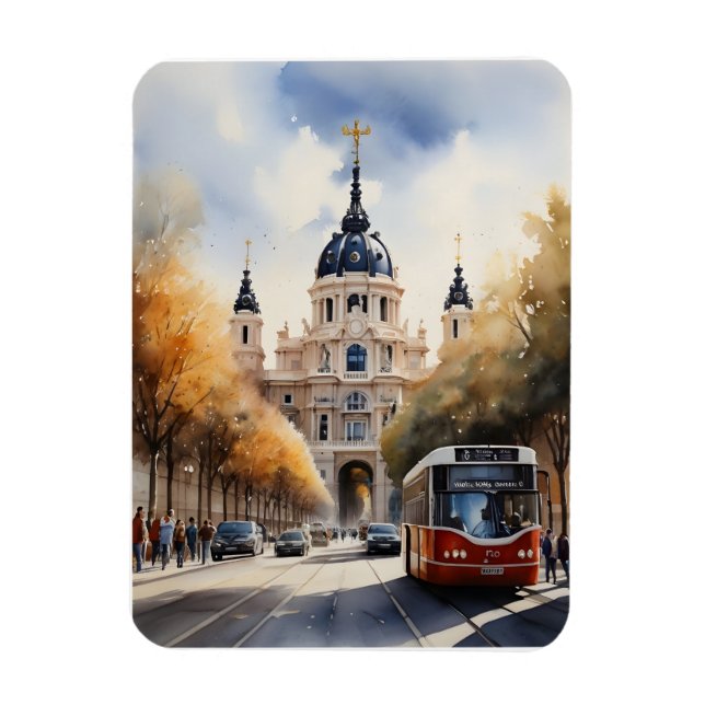 Madrid watercolor art magnet (Vertical)