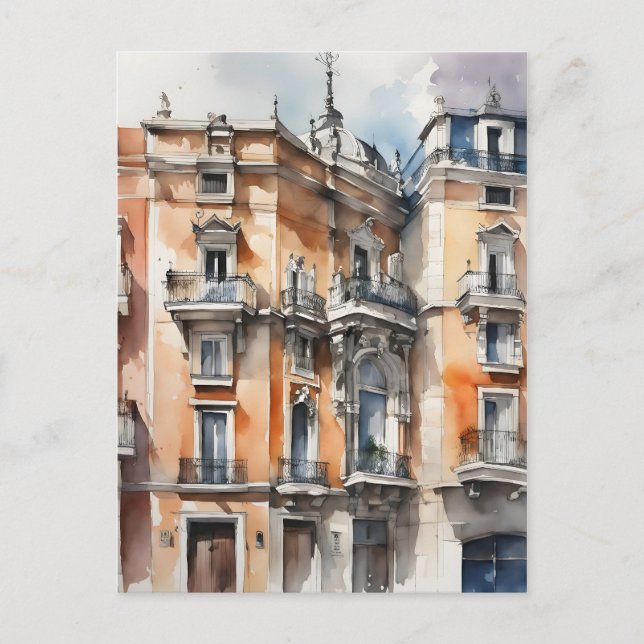 Madrid watercolor art postcard (Front)
