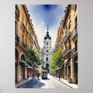 Madrid watercolor art poster