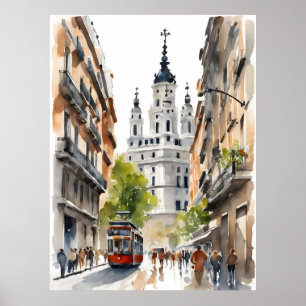 Madrid watercolor art poster