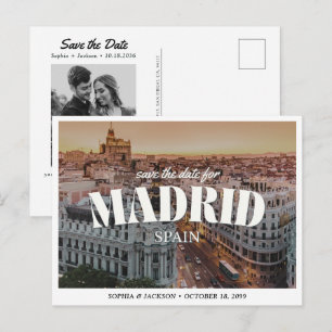Madrid Wedding Save the Date Retro Destination Postcard